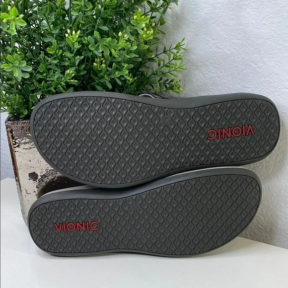 Vionic Women's Aloe Leather Pewter Metallic Flip Flop Thong Sandals Size 11 - Picture 7 of 10